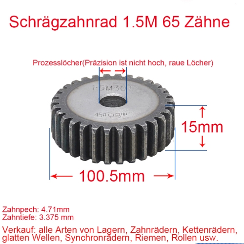 Spur gear 1.5 module 65 teeth 1.5M number of teeth thickness 15MM spur gear rack and pinion