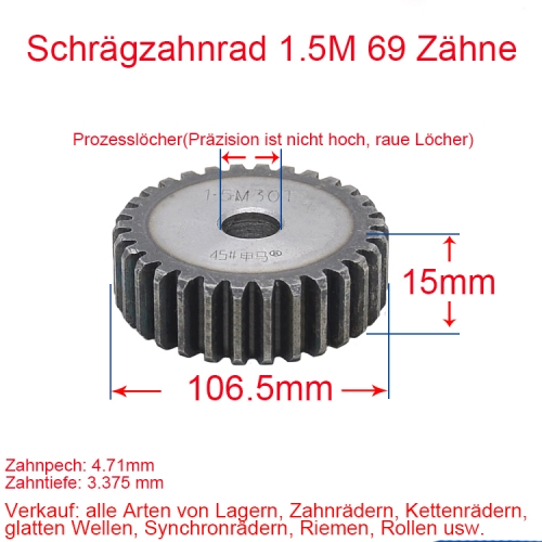 Spur gear 1.5 module 76teeth 1.5M number of teeth thickness 15MM spur gear rack and pinion