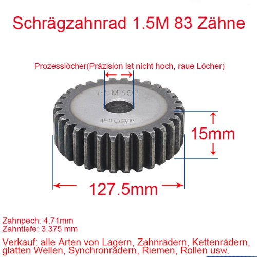 Spur gear 1.5 module 83teeth 1.5M number of teeth thickness 15MM spur gear rack and pinion