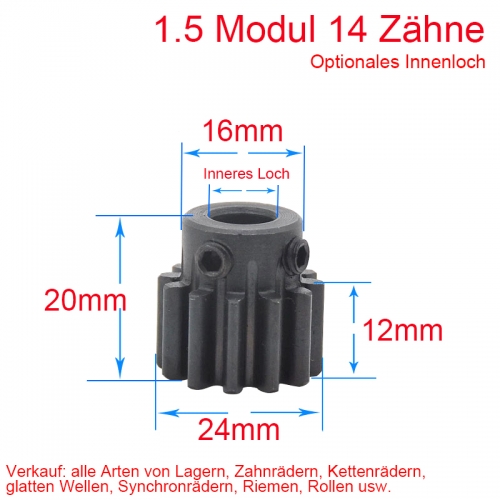 Spur gear 1.5 module 14 teeth 1.5M14T hub gear finished hole 4/5/6/8