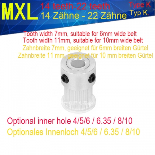 MXL16 Zahn Synchronrad Zahnbreite 7/11 Innendurchmesser 4 5 6 6,35 l
