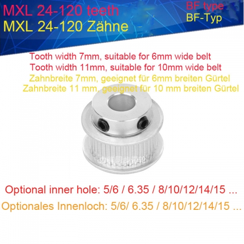 MXL20 tooth AF type tensioning wheel synchronous belt wheel groove width 7 / 11MM inner hole 3/4/5