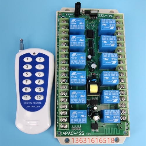 12-Kanal Funkfernsteuerung Funkempfänger Funkschaltsystem AC230V 12-Taste Sender & Empfänger für Licht Motor Pumpe 200M Reichweite Kabellose Fernbedienung Schalter