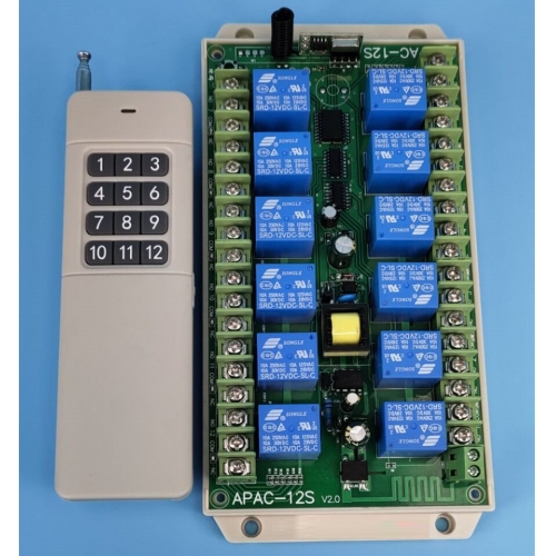 12-Kanal Funkfernsteuerung Funkempfänger Funkschaltsystem AC230V 12-Taste Sender & Empfänger für Licht Motor Pumpe 500M Reichweite Kabellose Fernbedienung Schalter