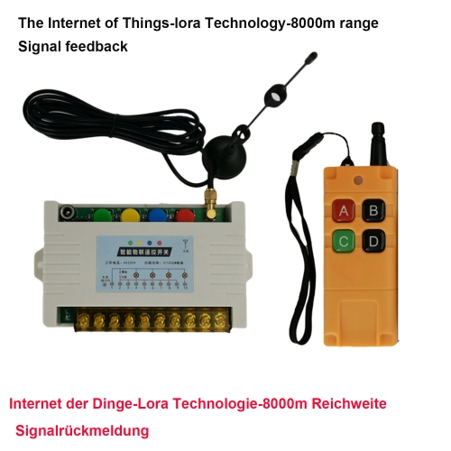 LORA-Technologie Industrieller Fernbedienungsschalter Drahtloser Fernschalter Fahren Fernbedienung Smart Swtich industrielle Kontrolle Straßenlaterne AC 220V DC12V / 24V 8000m Reichweite