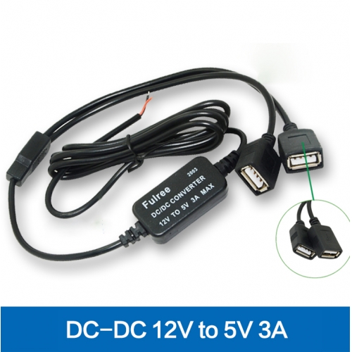 Car charger DC / DC Converter step down 12v to 5v 3A 1A Dual Female USB A Plug