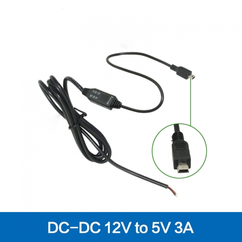 1 meter 3.3 meter mini USB B type 5pin output DC-DC auto power converter 12v to 5v step down buck module for camera DVR video GPS