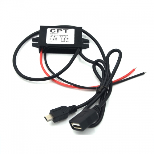 Waterproof 12V to 5V DC-DC step down converter USB port & mini USB connector output