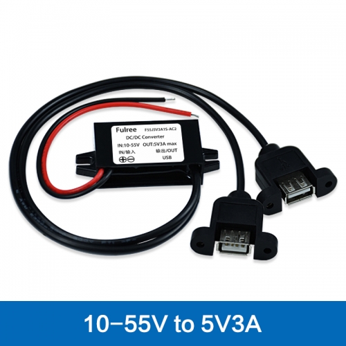 2 USB 12V 24V 36V 48V (10V-55V) zu 5V 3A DC-DC Abwärtswandler Doppel USB Auto Ladegerät Dual Ausgang Adapter