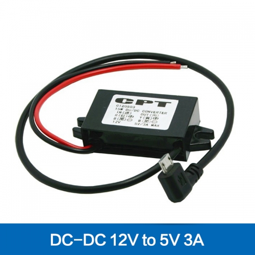 12V to 5V DC-DC Auto Power Converter Step Down GPS DVR Buck Charging Module 90 Degree Angled MICRO USB L Shape Plug