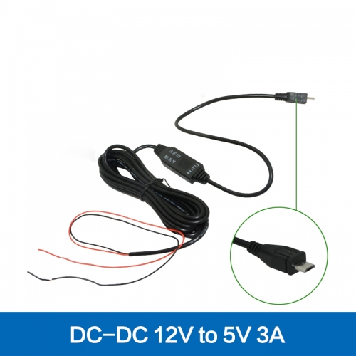 DC 12V to 5V Step Down Buck Inverter Converter Micro USB Hard Wire Cable Power Charger for DVR Camera Dash Cam