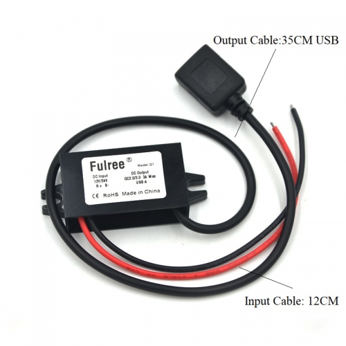 12V to 5V DC-DC Step Down Converter Buck Voltage Regulator USB Car Phone Charger Fast Charging 3.0 Tablet Charging Cable