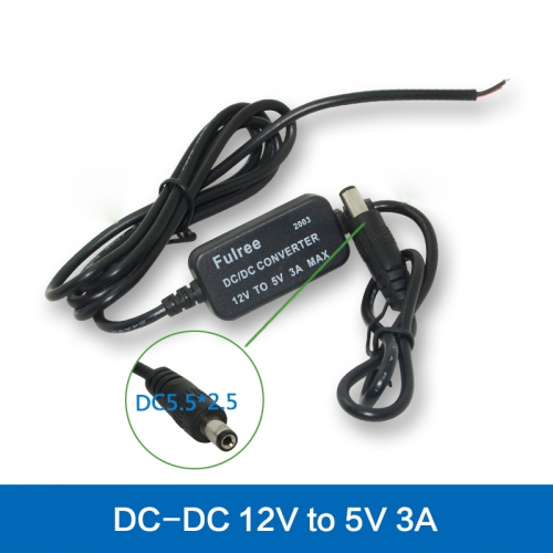 1M 12 V to 5V DC Car Power Converter with 5.5 * 2.5mm Plug Adapter Charger Step Down Buck Voltage Regulator Module