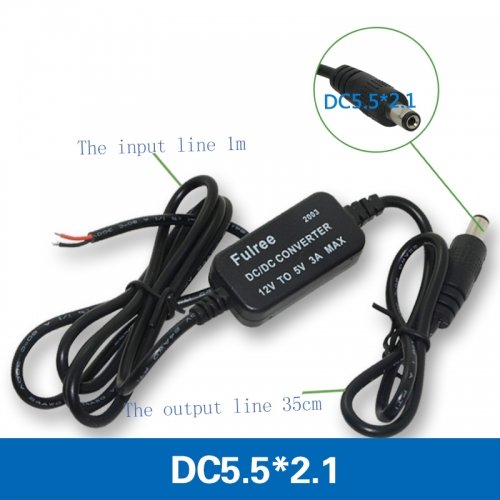 12v to 5v DC Buck Voltage Power Converter Car Charger Cable 2.5 * 0.7mm / 3.5 * 1.35mm / 5.5 * 2.1mm / 5.5 * 2.5mm Barrel Jack Plug