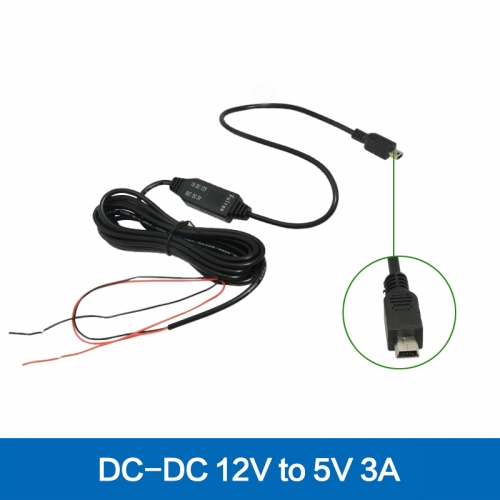 DC 12V to 5V Converter Straight Angled Curved Mini USB Car DVR GPS Camera Recorder Charger Buck Auto Charging Cable Line