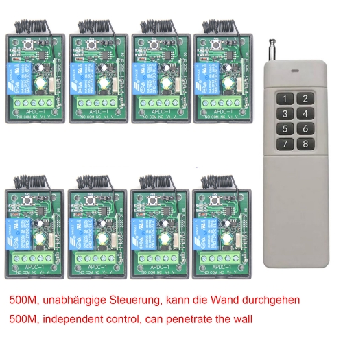 500m wireless remote control switch 12V 8-channel remote control module one hand transmitter controls eight receivers 12 volt remote control