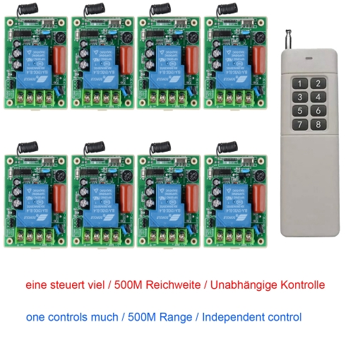 500M Fernbedienung Schalter AC 85-220V 8 Kanäle Relais Empfängersteuerung für Korridorraum / LED / Licht in der Zwischenzeit