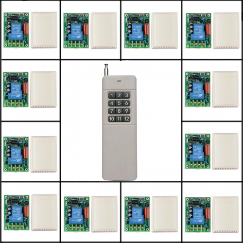 smart switch RF Remote Control AC 85-220V 12 channels Relay Receiver control for Corridor Room/Led/Light in the meanwhile