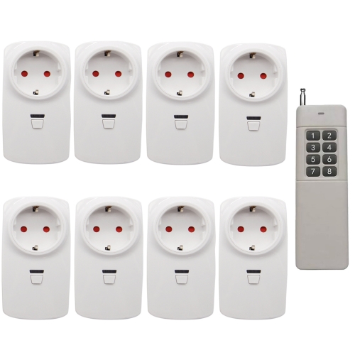 EU 8 * wireless sockets 8 channel independent 400m 500m range set socket with remote control radio remote control switchable radio switch outdoor outdoor garden light