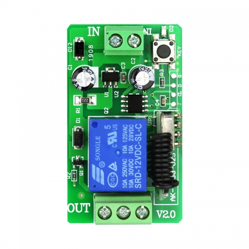 DC 12V 1channel Relaisempfänger Drahtloser Fernsteuerungsschalter 433.92empfänger / Relaisuasgang oder Spannungsausgang