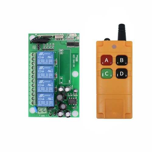 4 channels AC220V wireless switch relay output NO COM NC Potential free with industrial waterproof remote control