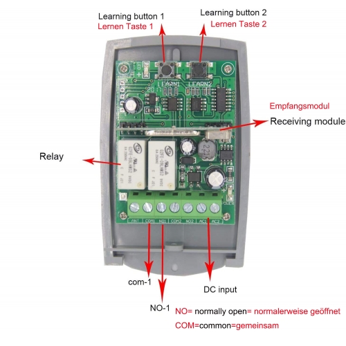 funkempfänger zwei kanal funkfernsteuerung NO COM NC 12-36V 24v