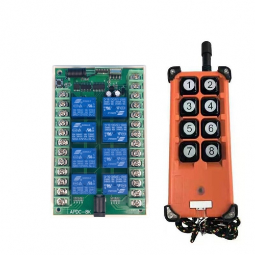 DC 12V 24V 8 channels Channels RF Wireless Remote Control Switch System receiver with Industrial waterproof remote control