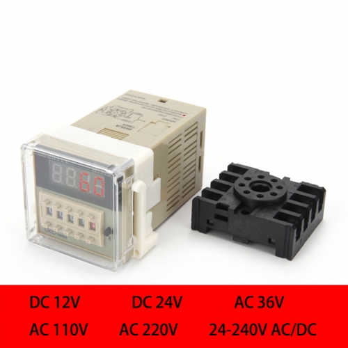 Electronic preset digital counters acyclic display counters 1-999900 relay 8P with base DC12V/24V/36V AC110V/220V/380V