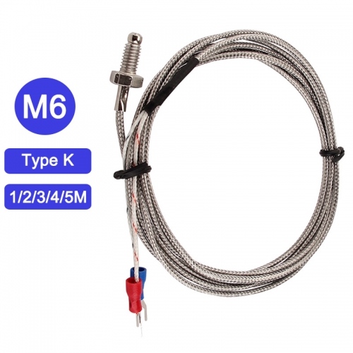 M6 K 1M / Thermoelement Gewinde M6 Schraube Typ Sonde Sensor Temperatursensor 0-400°C Temperaturregler Gewinde-Temperaturmessfühler