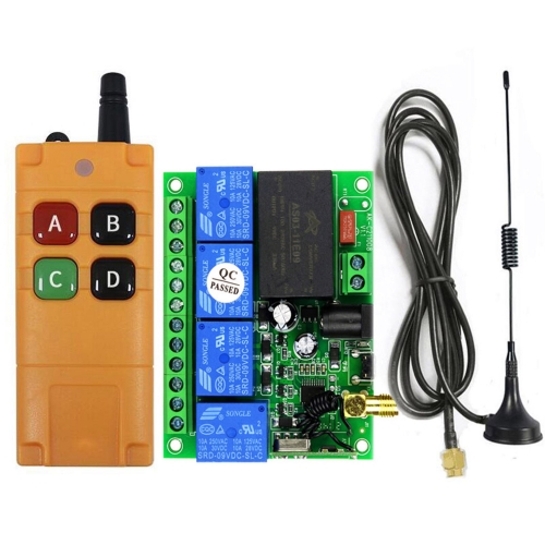 DC 12V 24V 36V 4 Channels RF Wireless Remote Control Switch Radio Receiver with 200M Long Distance Remote Controller Suckers Antenna