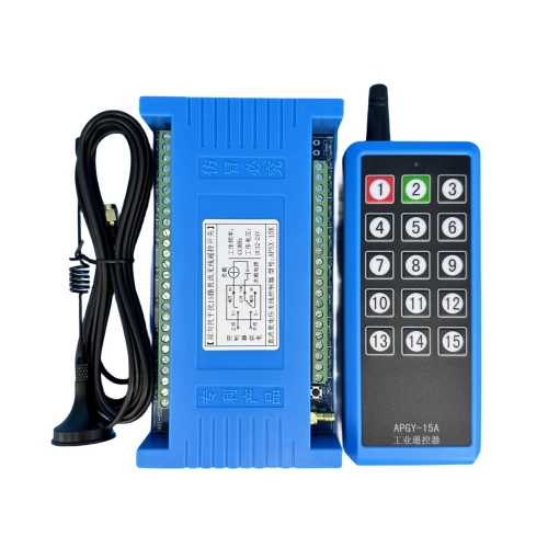 1 Set 15-Channel DC12V 36V 48V Radio Receiver+ Handheld Transmitter with Feedback Radio Frequency 434 MHz 200m with 3M Antenna Radio Remote Control Crane Linear Drives Light Motor