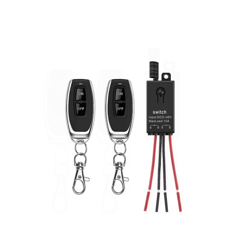 2v Wireless Switch,Mini Remote Control Switch,DC 12V/24V/48V/10A Relay with 328FT Long Range,Wireless RF Switch for Car,Motor,Lamps,LED Lights,Fans