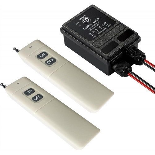 DC12V Remote Control Switch 9400ft Long Range DC12V/24V/48V/72V,IP65 Waterproof 40A Relay RF Switches,Wireless Remote Switch for Light,Garage Door,Water Pump
