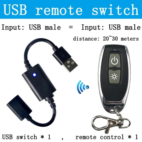 USB remote control switch 5V small night light fan LED light strip with power supply, freely attach power bank wireless remote control cable