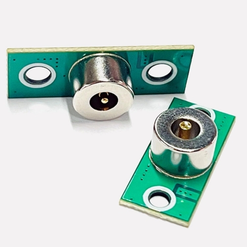 2 Stück, 2-Kern Magnet Pogo Pin Stecker, 5A Hochstrom Runde Blind Stecker, grüne Leiterplatte mit Saugschalter, männliche weibliche, mit festen Löchern (10mm)
