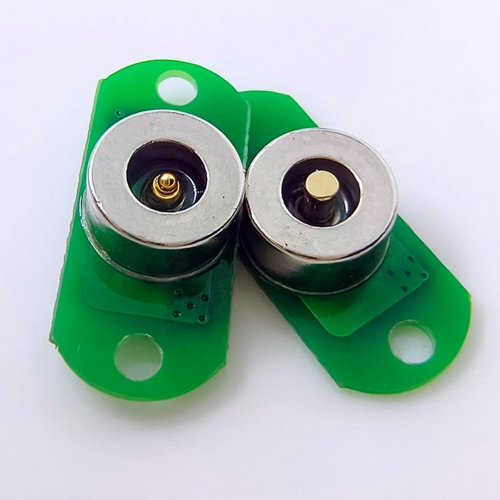 2 Stück, 2-Kern Magnet Pogo Pin Stecker, 5A Hochstrom Runde Blind Stecker, grüne Leiterplatte mit Saugschalter, männliche weibliche, mit festen Löchern (7mm)