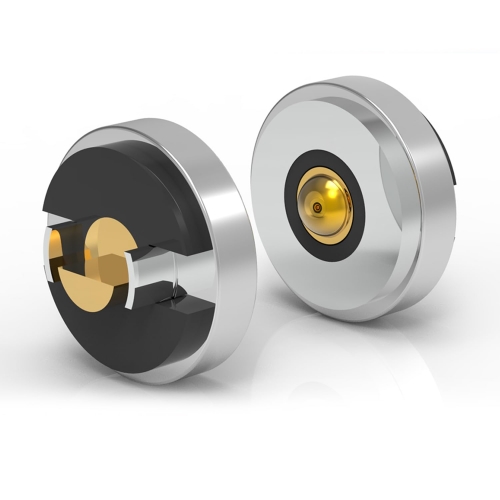 Magnetisches LED-Stromanschlussset, 16 mm Pogo-Pin-Anschlussstufe, 2-teilige männliche weibliche Kabelanschlüsse, 2-Pin-Design, Silber (1 männlich + 1 weiblich)